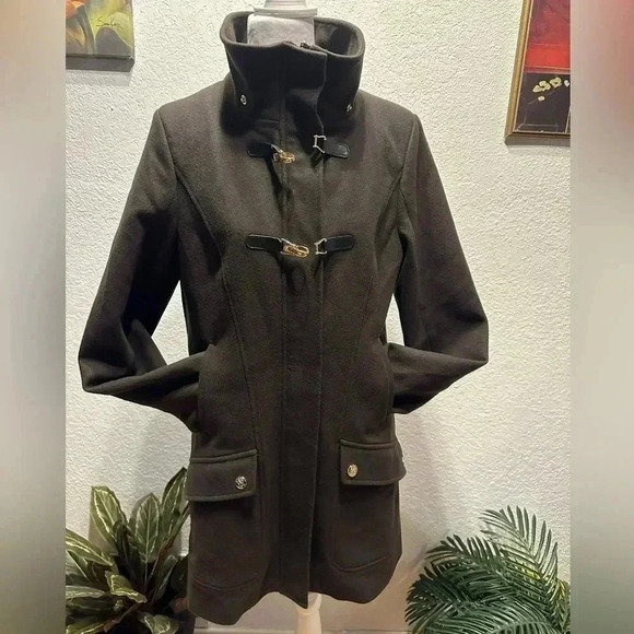 Cece dark green wool blend coat/jacket size 10 - Picture 5 of 16